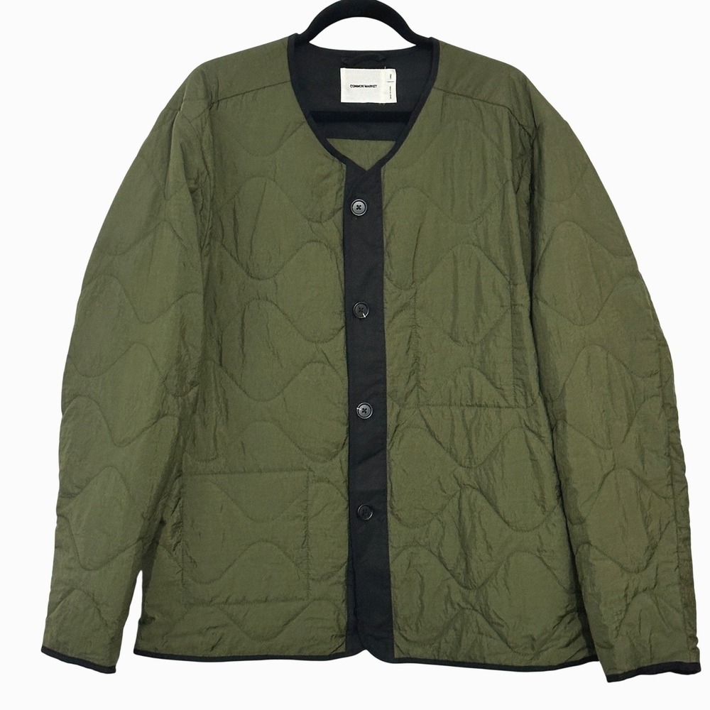 Common Market Mens Jacket Large Olive Green Puffy Quilted Utility Field Gorpcore
